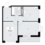Планировка 2-комнатной квартиры, 49,6 м2