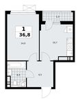 Планировка 1-комнатной квартиры, 36,8 м2