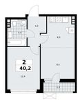 Планировка 2-комнатной квартиры, 40,2 м2