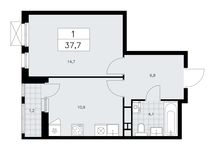 Планировка 1-комнатной квартиры, 37,7 м2