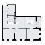 Планировка 4-комнатной квартиры, 66,2 м2