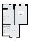 Планировка 1-комнатной квартиры, 38 м2