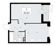 Планировка 1-комнатной квартиры, 36,6 м2