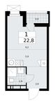 Планировка  1-комнатной квартиры, 22,8 м2