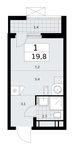 Планировка  1-комнатной квартиры, 19,8 м2