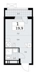 Планировка  1-комнатной квартиры, 19,9 м2