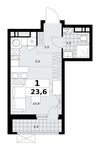 Планировка 1-комнатной квартиры, 23,6 м2