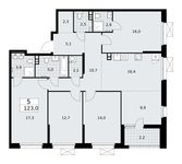 Планировка  5-комнатной квартиры, 123 м2