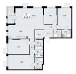 Планировка  5-комнатной квартиры, 140,4 м2