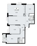 Планировка  4-комнатной квартиры, 101,8 м2