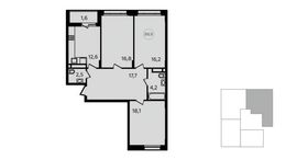 Планировка  3-комнатной квартиры, 89,6 м2