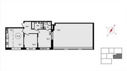 Планировка  3-комнатной квартиры, 73,6 м2