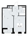 Планировка 1-комнатной квартиры, 36,2 м2