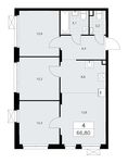 Планировка 4-комнатной квартиры, 66,8 м2