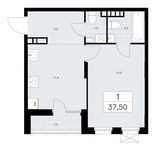 Планировка 1-комнатной квартиры, 37,5 м2