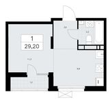 Планировка 1-комнатной квартиры, 29,2 м2
