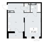 Планировка 1-комнатной квартиры, 37,4 м2