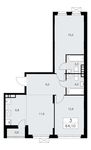 Планировка 3-комнатной квартиры, 64,1 м2