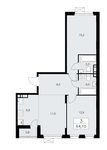 Планировка 3-комнатной квартиры, 64,1 м2