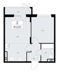 Планировка 2-комнатной квартиры, 40 м2