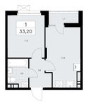 Планировка 1-комнатной квартиры, 33,2 м2