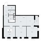 Планировка 4-комнатной квартиры, 69,4 м2