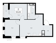 Планировка 2-комнатной квартиры, 50 м2