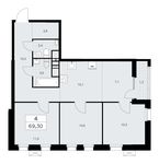 Планировка 4-комнатной квартиры, 69,3 м2