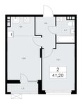 Планировка 2-комнатной квартиры, 41,2 м2