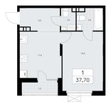 Планировка 1-комнатной квартиры, 37,7 м2