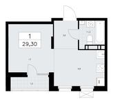 Планировка 1-комнатной квартиры, 29,3 м2
