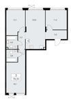 Планировка 3-комнатной квартиры, 78,3 м2