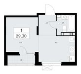 Планировка 1-комнатной квартиры, 29,3 м2