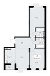 Планировка 3-комнатной квартиры, 64 м2