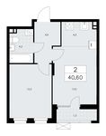 Планировка 2-комнатной квартиры, 40,6 м2