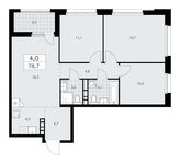 Планировка 4-комнатной квартиры, 78,7 м2