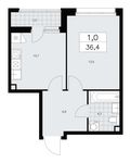 Планировка 1-комнатной квартиры, 36,4 м2