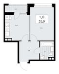 Планировка 1-комнатной квартиры, 35,9 м2