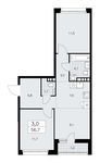 Планировка 3-комнатной квартиры, 56,7 м2