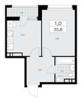 Планировка 1-комнатной квартиры, 35,8 м2