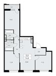 Планировка 3-комнатной квартиры, 74,8 м2