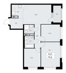 Планировка 4-комнатной квартиры, 78,6 м2
