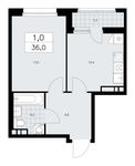 Планировка 1-комнатной квартиры, 36 м2