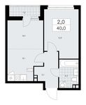 Планировка 2-комнатной квартиры, 40 м2