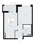 Планировка 1-комнатной квартиры, 37,9 м2