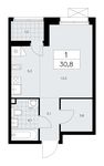 Планировка 1-комнатной квартиры, 30,8 м2