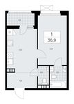 Планировка 1-комнатной квартиры, 36,9 м2