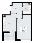 Планировка 1-комнатной квартиры, 38,7 м2