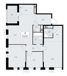Планировка 4-комнатной квартиры, 93 м2