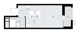Планировка 1-комнатной квартиры, 22,1 м2